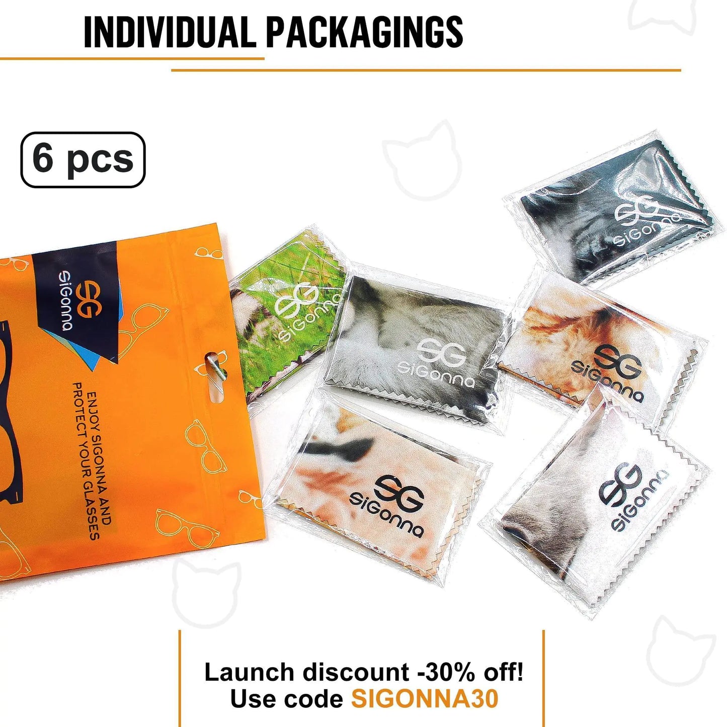 Cat Themed Microfiber Cleaning Cloth-6pc